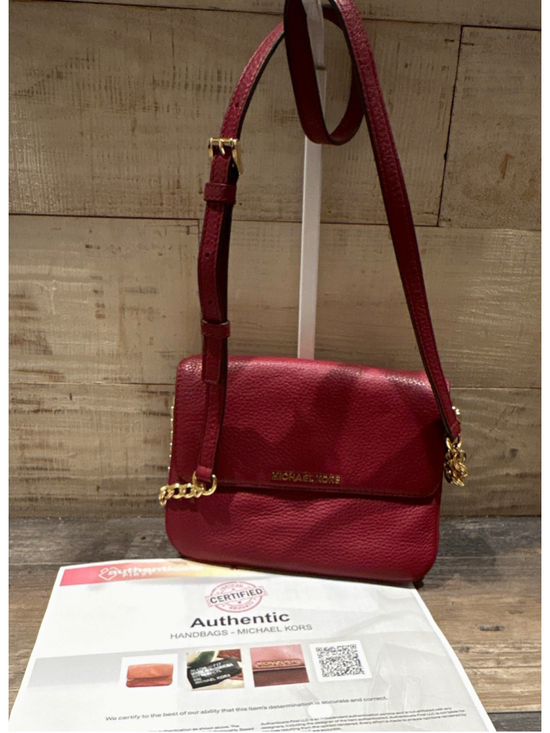 Michael Kors Handbags - Michael Kors Red Pebbled Crossbody Bag Gold Hardware Magnetic Flap Chain Strap